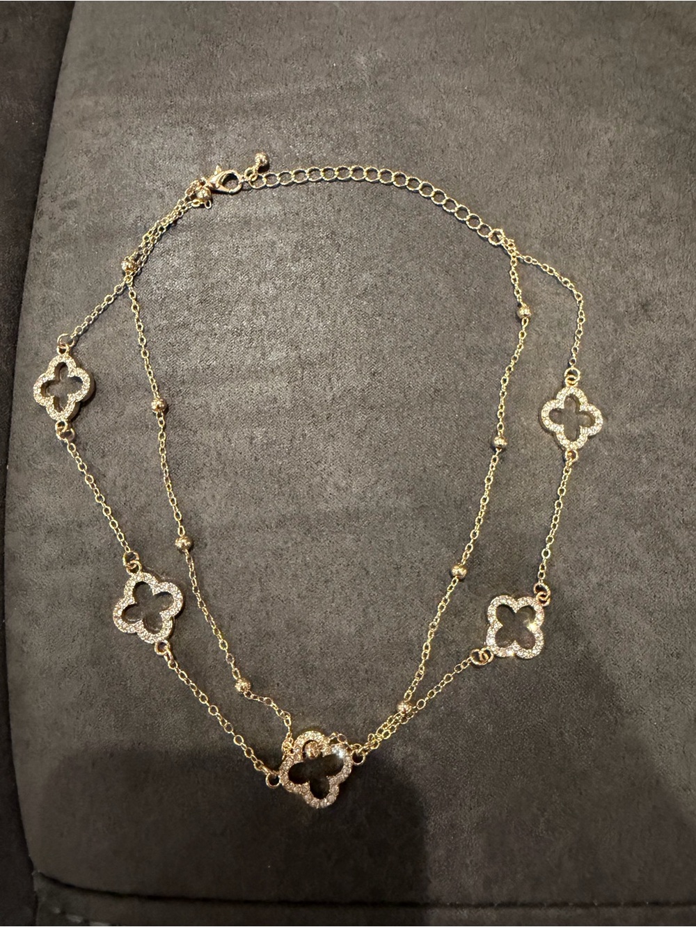 Kohl's Gold-Tone Clover Station Necklace with Pavé Accents